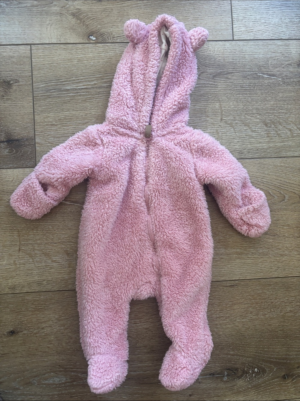 Carter's Pink Bear Hooded Newborn Baby Jumpsuit